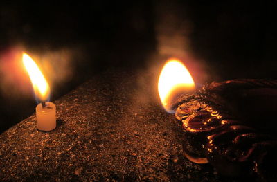 Close-up of illuminated candle