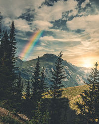 Scenic view of mountains against sky during sunset