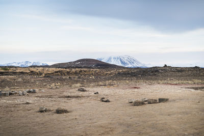 Scenic view of arid landscape against sky