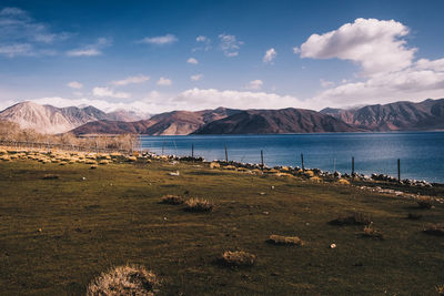 Scenic view of lake against sky