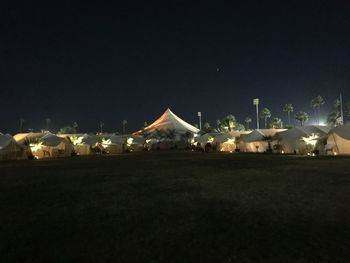 Panoramic view of agricultural field at night