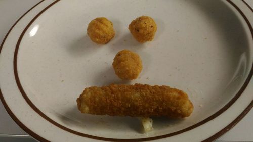 High angle view of bread in plate