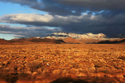 Scenic view of landscape against cloudy sky