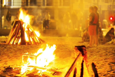 Close-up of bonfire at night