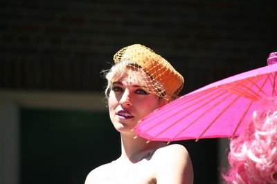 Portrait of woman during gay parade