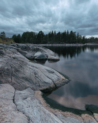 Scenic view of lake against sky