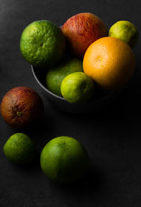 High angle view of oranges on table