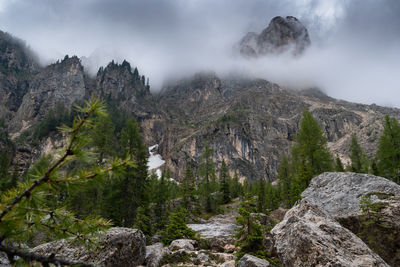 Scenic view of rocky mountains against sky