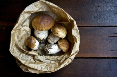 High angle view of bread on table