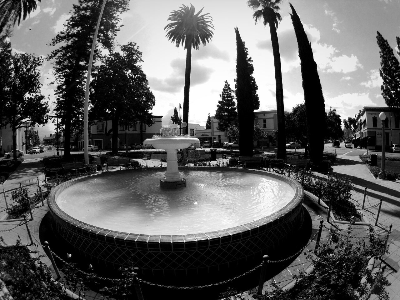 Orange circle fountain