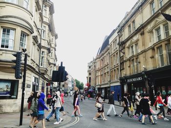 People walking on city street