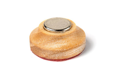 High angle view of drink against white background