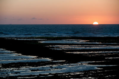Scenic view of sea at sunset