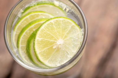 High angle view of drink in glass