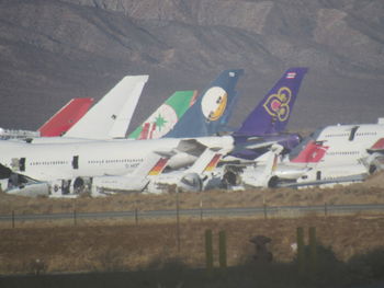 View of airplane on airport runway