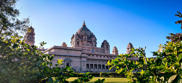 Low angle view of building against clear sky