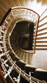 High angle view of spiral stairs