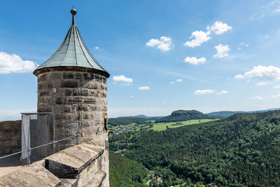 Low angle view of old ruins against sky