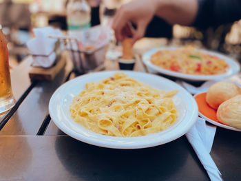 Close-up of food on table