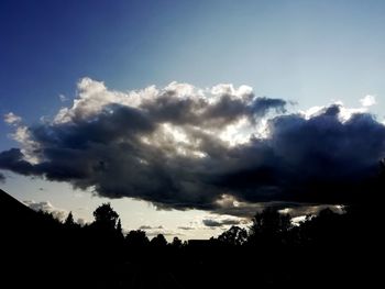 Low angle view of silhouette trees against sky