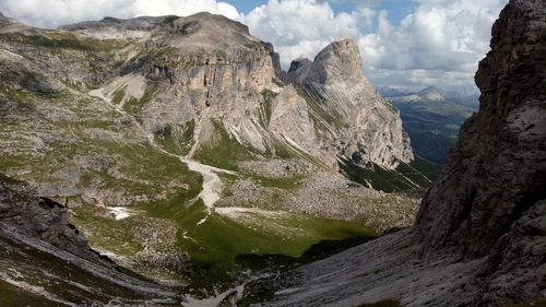 Scenic view of rocky mountains against sky