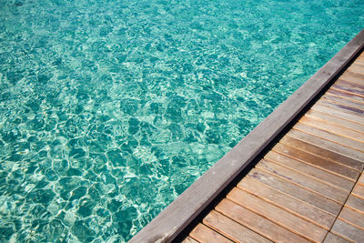 High angle view of swimming pool against sea