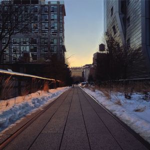 Railroad tracks in city