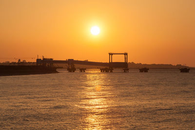 Scenic view of sunset over sea