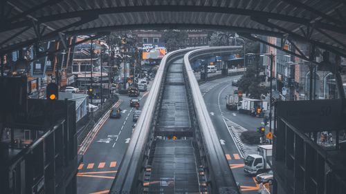 High angle view of monorail track 