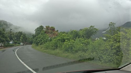 Road amidst trees against sky