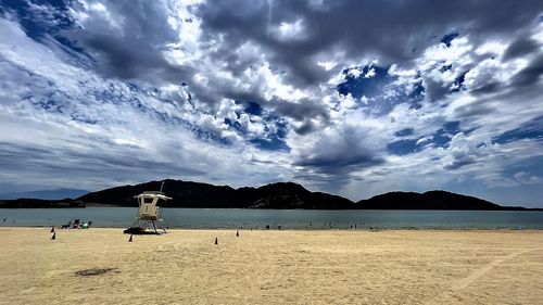 Scenic view of beach against sky