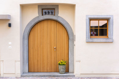 Closed door of building