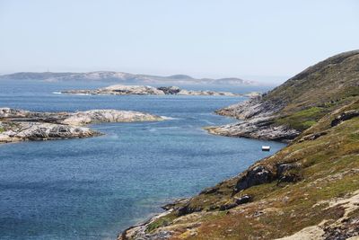 Scenic view of sea against clear sky