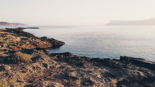 Scenic view of sea against clear sky