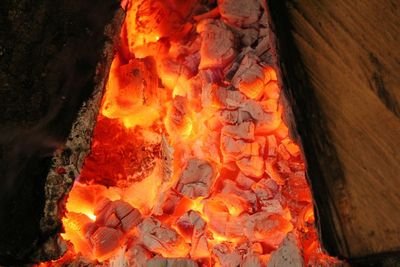 High angle view of bonfire