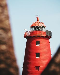 Low angle view of lighthouse against clear sky