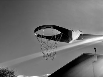 Low angle view of basketball hoop against sky