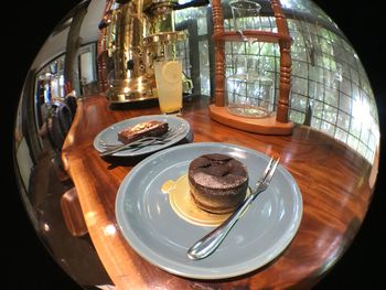 Close-up of dessert in plate on table