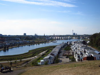 High angle view of bridge over river