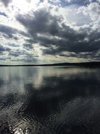 Scenic view of sea against cloudy sky