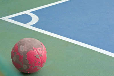 High angle view of ball on court 