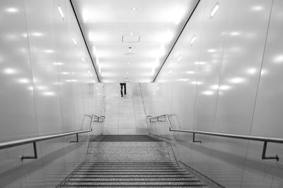 Interior of illuminated underground underground walkway