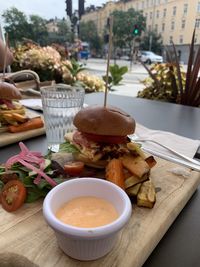 Close-up of food on table