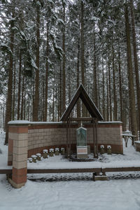 Built structure on snow covered land