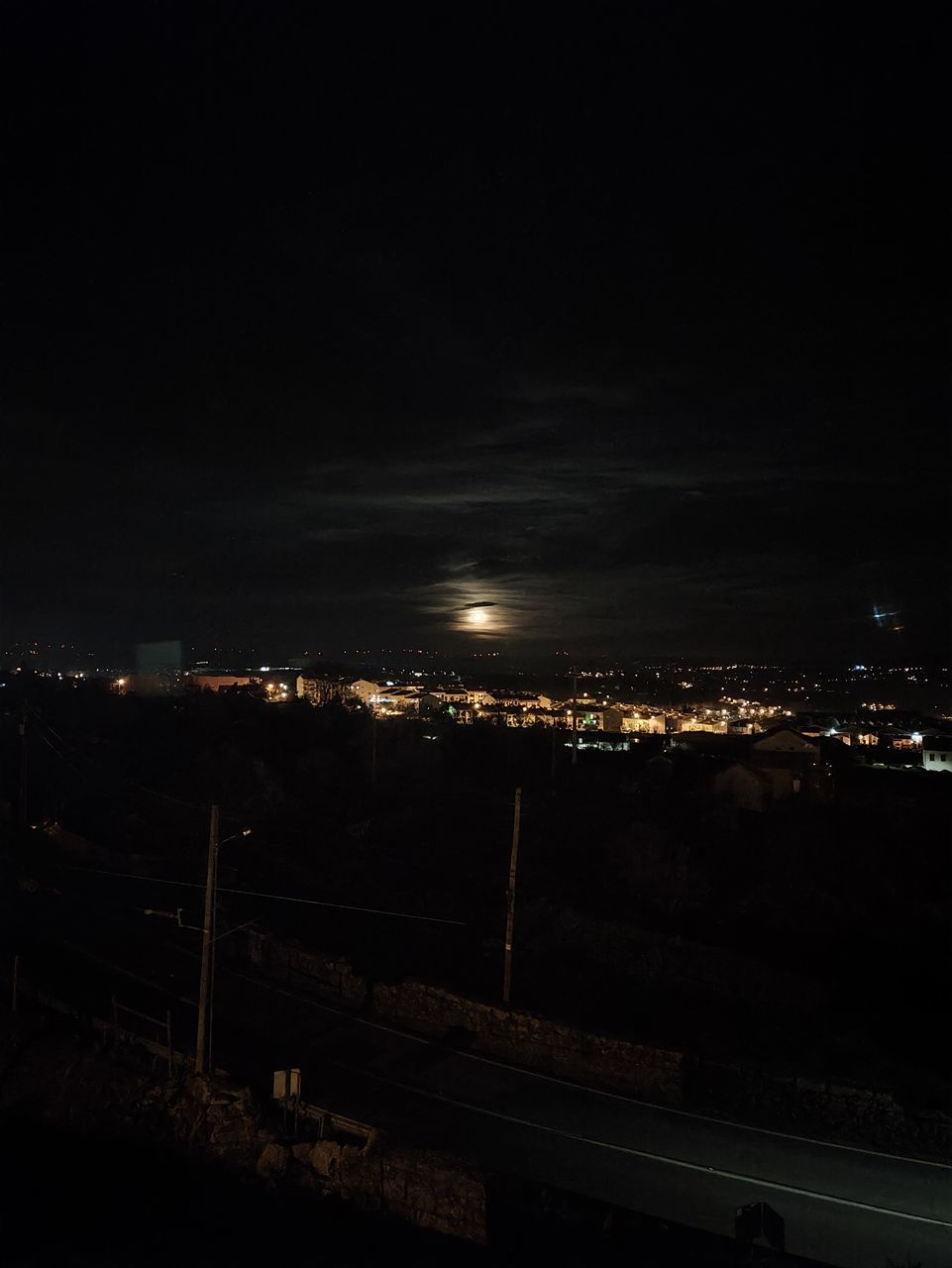 darkness, night, light, illuminated, architecture, sky, city, no people, built structure, building exterior, dusk, nature, cityscape, evening, horizon, outdoors, dark, transportation, high angle view, copy space, building, street