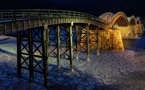 Gazebo against sky at night