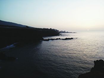 Scenic view of sea against clear sky