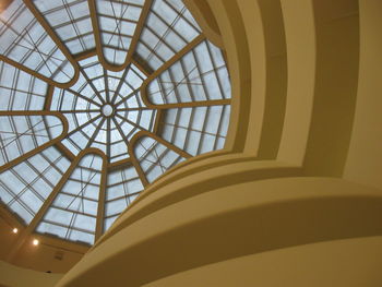 Low angle view of skylight in building