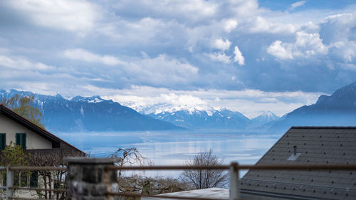 Scenic view of mountains against sky