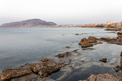 Scenic view of sea against clear sky